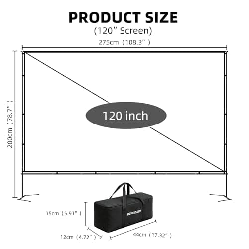 BENOISON 120inch Portable 16:9 4K HD Outdoor Projector Screen with Stand — view 2