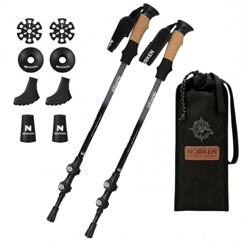 NORKEN - Hiking Poles, Hiking Poles, Aluminium 7075 Walking Poles for Men and Women, Telescopic Trekking Poles with Cork Handle for Hiking, Nordic Walking and Ski Touring