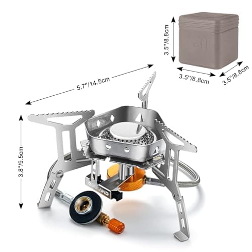 Odoland 3500W Windproof Camping Gas Stove Portable Collapsible Outdoor Camping Stove with Piezo Ignition Backpacking Stove for Outdoor Cooking Hiking Picnic and Camping Grey — view 2