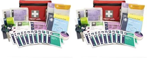 Lewis-Plast Premium 92 Piece First Aid Kit - Safety Essentials for Travel, Car, Home, Camping, Work, Hiking & Holiday Red, Small (Pack of 2)