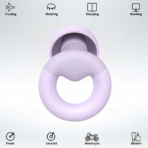 JUSTRVN Ear Plugs for Sleeping, 2 Pairs of Hearing Protection Ear Plugs for Concert,Noise Sensitivity,Study, Soft Silicone Reusable Earplugs for Noise Reduction 25dB-30dB — view 2