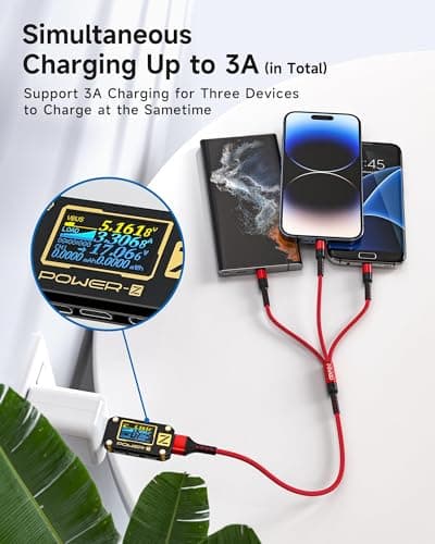 RAVIAD Multi Charger Cable, 3 in 1 Charger Cable 3A USB Fast Charging Cord — view 3