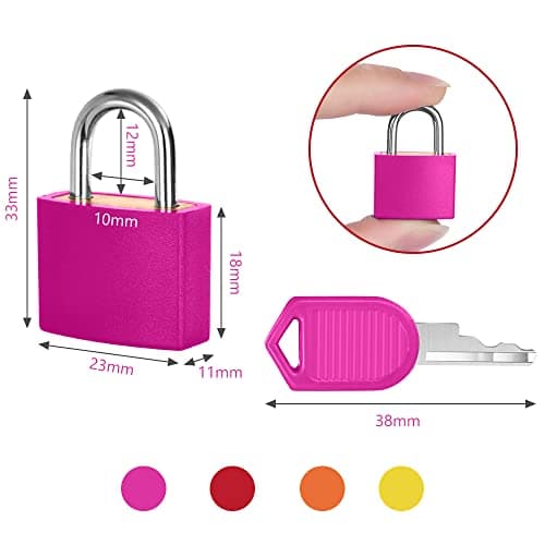 Flintronic 4 Pack Suitcase Lock with Key Small Padlock Luggage Lock Travel Lock Backpack Lock, Color Metal Padlock with Key, Small Padlock for Travel Backpack Play Fitness — view 2
