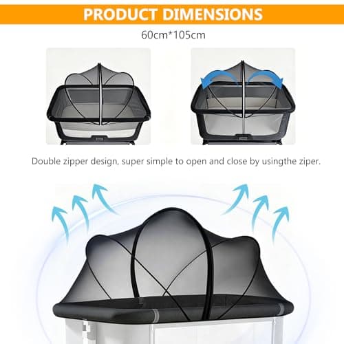 Fine Mesh Cot Mosquito Net with Zipper for Kids Travel Crib, 60×105CM — view 3