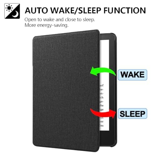 TOKILO Case for Kindle Paperwhite 7" eReader 12th Generation 2024 Released, Ultra Slim Soft PU Shell & TPU Back Cover Auto-Wake/Sleep, Non Fit for iPad 6.8" eReader (11th Generation-2021) (Black) — view 3