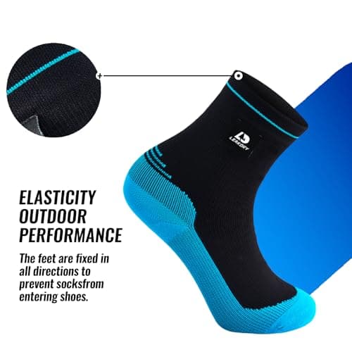 LEAKDRY Waterproof Socks,Breathable,Lightweight,Hiking,Running,Fishing,Unisex (UK, Alpha, S, Regular, Regular, Black/Blue) — view 2