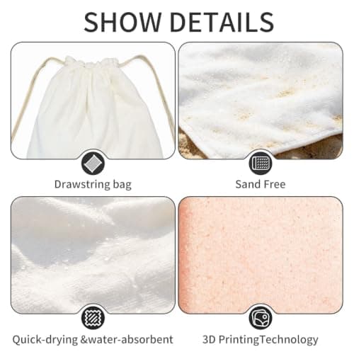 Beach Towel with Bag Large Soft Quick Dry Microfiber Travel Blanket — view 4