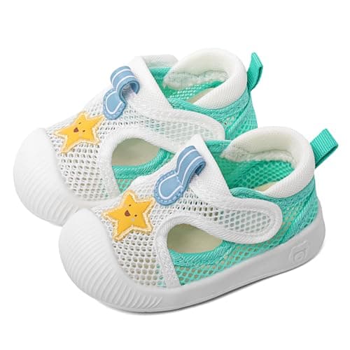 MASOCIO Baby Shoes Sandals Toddler Boys Girls First Walking Pre Walkers Summer Soft Sole Trainers 9 Infant 6-12 Months Size 2.5 UK Child White — view 2
