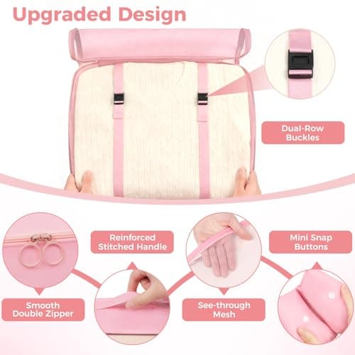 BAGAIL 8-Piece Packing Cubes Set, Travel Organizers with Breathable Mesh & Shoe Bag, Lightweight Nylon Packing Organisers for Luggage Suitcase, 9 Colors - Pink — view 5