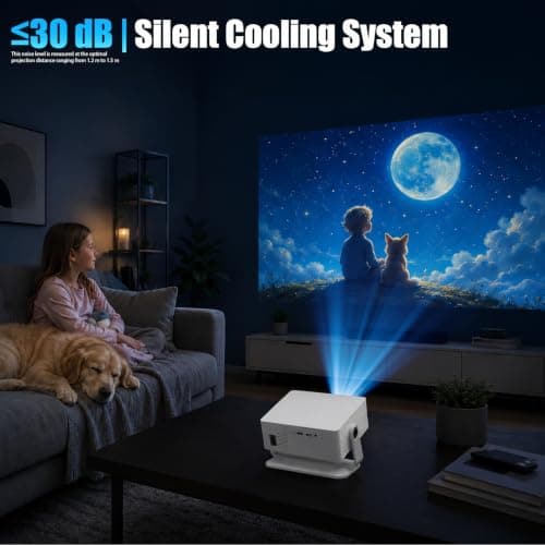 2026 Smart Projector Built-in Apps Android 14, 450 ANSI Support 4K & Native 1080P, Projector for Bedroom Home Wifi6 and BT5.4, 270° Rotation 30db Low Noise Auto Keystone Mini Movie Portable Projectors — view 6