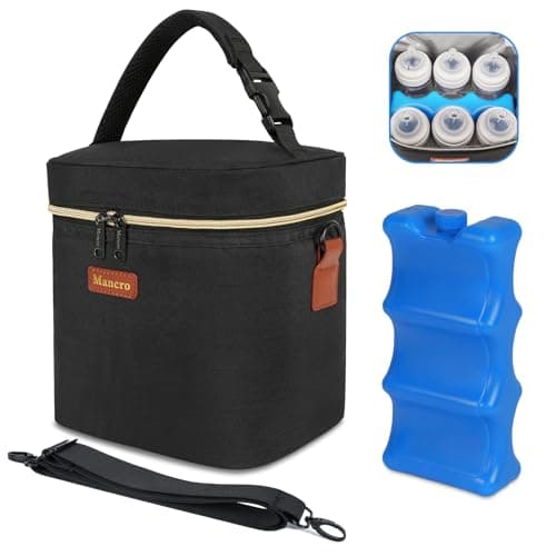 Mancro Breastmilk Cooler Bag Fits 6 Baby Bottles with Ice Pack