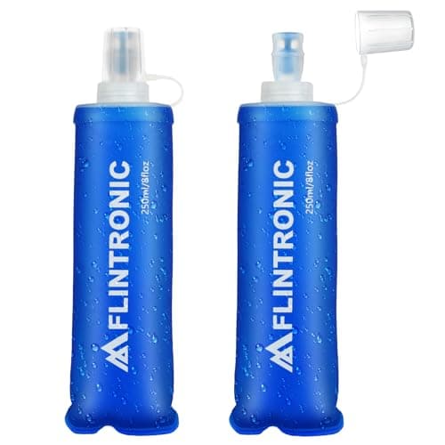 Flintronic 2PCS Soft Flask TPU, 250ML Collapsible WaterBottle, Lightweight Running Soft Bottle for Unisex Hydration, BPA-Free, Leakproof Foldable Bottle for Running, Cycling, Climbing