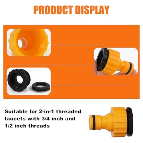 4 Pack Universal Hose Tap Connectors, 2 in 1 BSP Threaded Faucet Adapters for 3/4" & 1/2" Taps, Leak-Proof Garden Hose Connectors for Outdoor Watering Car Washing — view 4