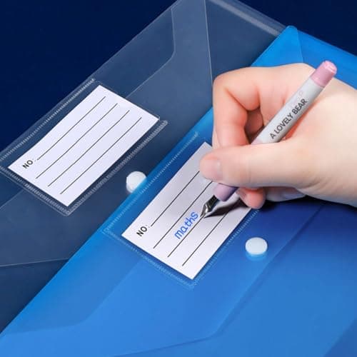 GESDYO Plastic Wallets A4-10Pack Plastic Folders with Label Pocket 5 Assorted Colours Popper Wallet A4 with Snap Button and Label for Home, Office, School and Travel — view 4
