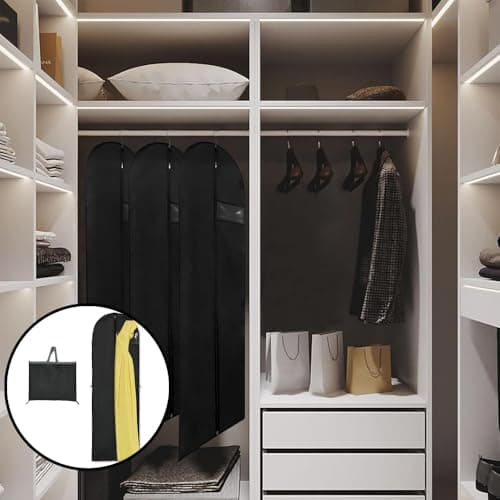 Dress Bag, Full Length Travel Suit Bag with Zipper, Gown Garment Bag Clothes Covers Long Translucent Waterproof Dustproof Protector Bags for Storage Travel -180cm×60 cm (Black) — view 5