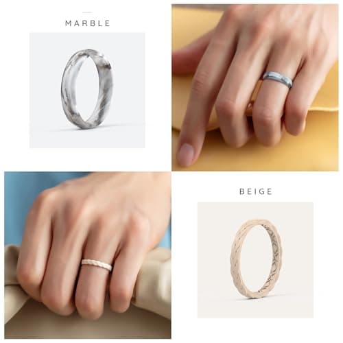 ThunderFit Silicone Rings for Her - Mix Women's Silicone Wedding Rings, 4.5 - 5 (15.70mm), Silicone, No Gemstone — view 3