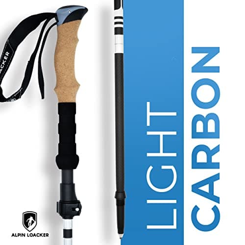 Alpin Loacker Carbon Pro Series Hiking Poles - Foldable trekking poles with cork grip for hiking, trail running and Nordic walking,100-120cm — view 2