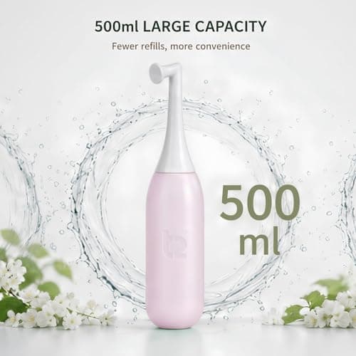 T2 Peri Bottle 500ml - Portable Postpartum Bidet for Women, Perineal Care & Pain Relief After Birth - Angled Nozzle, BPA-Free EVA, Travel Cap & Bag - Hospital Bag Maternity Essential (Rose Pink) — view 6