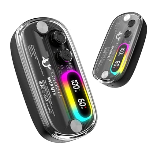 Magnetic Hand Warmers Rechargeable 2 Pack, Electric Hand Warmer Reusable with RGB Lights, 4 Heating Levels & Digital Display,Portable Pocket Handwarmers Heater Gifts for Men Women Golf Skiing Gaming
