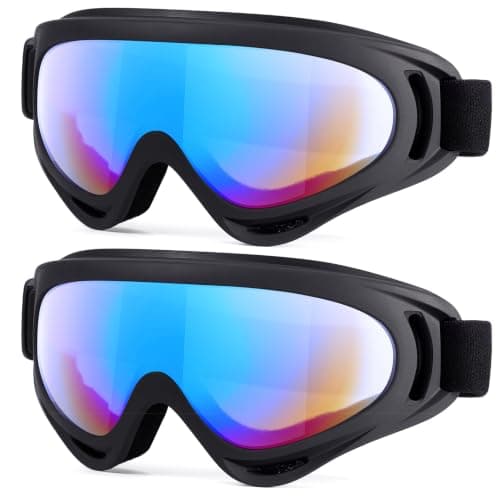 EasYoung 2-Pack Ski Goggles, Compatible for Snowboard, Motorcycle, Wind Resistance - for Kids, Teens, Youth, Boys, Girls, Men and Women