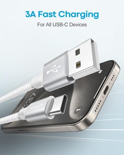 Huukein Short USB C Charger Cable [0.3M, 2Pack], Short USB A to USB C Cable — view 2