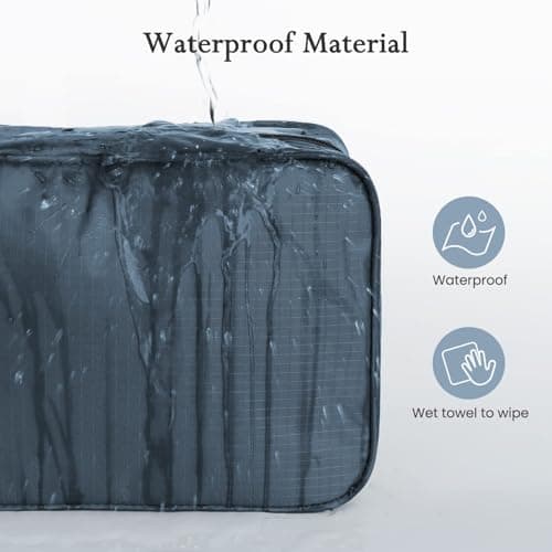 Maliton Hanging Toiletry Bag, Waterproof Foldable Wash Bag (Navy Blue) — view 5