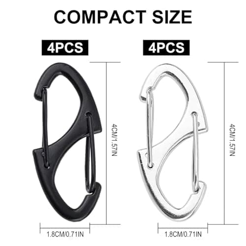 8 Pcs Anti-Theft Zipper Clips, Mini Double-Sided S Carabiner Locks, Small Metal Zipper Pull Hooks Prevent Accidental Opening, Durable Security Accessories for Luggage & Backpacks — view 2