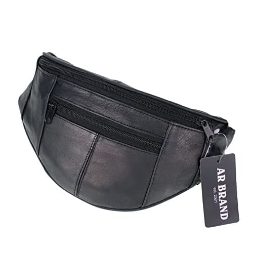AR Mens Womens Leather Bum Bag Travel Money Pouch Waist Hip Bag Pouch Passport Holder Adjustable Belt — view 5