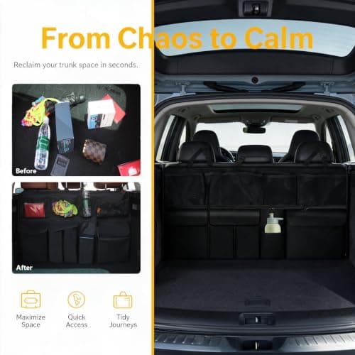 Car Boot Organiser, 100 x 50 cm Car Boot Bag, 600D Oxford Fabric Hanging — view 6