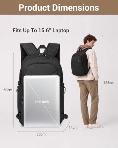 Kono Laptop Backpack School Bag Anti Theft Rucksack for Men Black — view 6