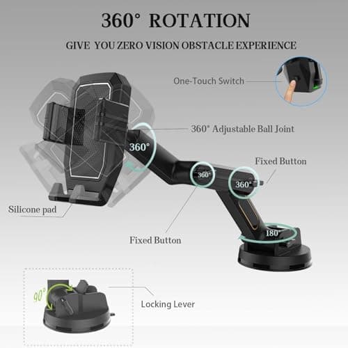 Truck Phone Holder, Dashboard Windshield Cell Phone Mount with Long Arm, Strong Suction Cup for SUVs, Trucks, Buses, Heavy Duty Vehicles — view 4