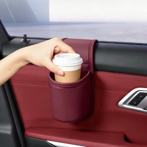 Leather Car Door Storage Pocket Double-layer Compartments Organizer (Red) — view 3