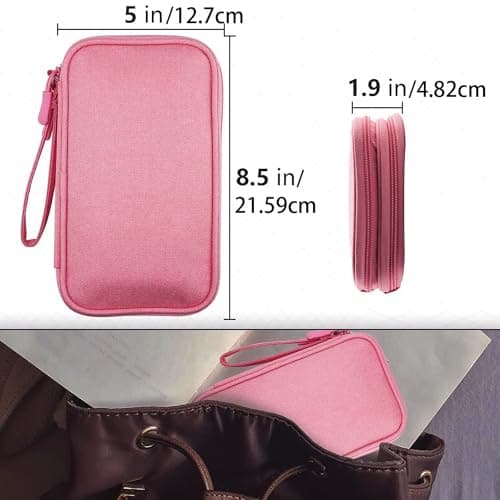 Teskyer Travel Cable Organiser Bag, Travel Essential, Pink — view 6