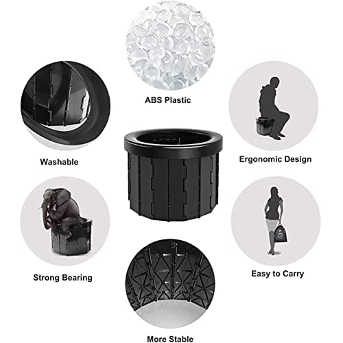 Samnuerly Portable Folding Toilet Commode Portable Potty Car Toilet Camping Toilet for Travel Bucket Toilet Seat for Camping Hiking Long Trip Gold — view 6