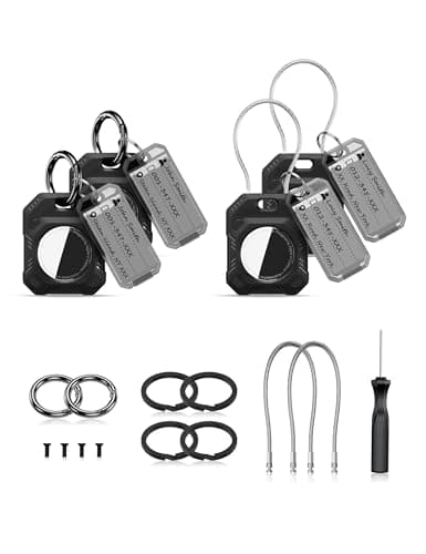 PROfezzion 4-Pack Secure Air Tag Holder with Wire Cable, Key Ring & Key Tag