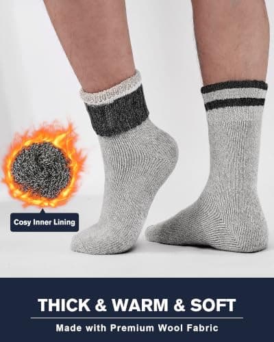 Niorasen Wool Socks for Men, Thick Warm Thermal Socks, Full Terry, 3 pairs — view 5