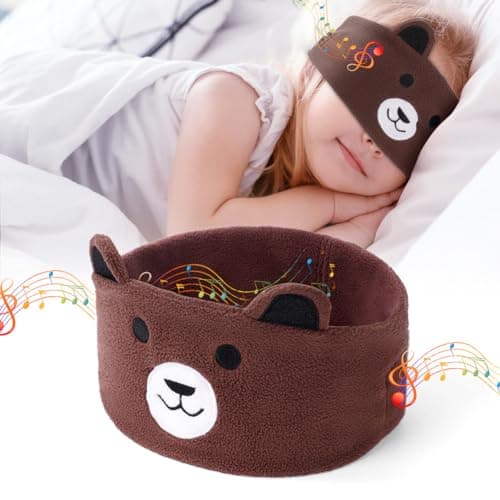 OFFCUP Bear Headband Headphones, Soft Bluetooth Headset, Hi-Fi Stereo Super Bass Music Headphones for Men Women Office Nap Travel Yoga Workout Meditation (Grey)