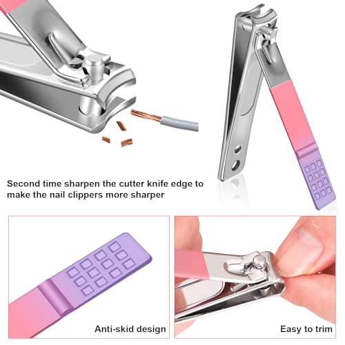 Manicure Set 10pcs Professional Nail Clippers Kit, Pink Purple — view 2