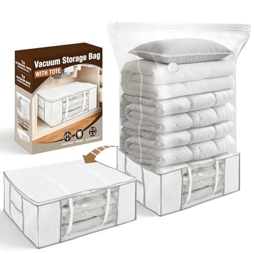 Vacuum Storage Bag Set, 87L Large Capacity Clothes & Comforter Organizer with Clear Window & Reinforced Handles (1 Pack)
