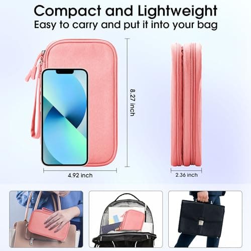 Arae Travel Essentials Electronic Organizer Double Layer - Pink, M — view 2