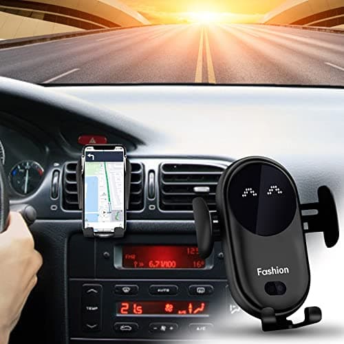 Smart Wireless Car Phone Holder With Auto-Sensing Charger - 10W Fast Charging Air Vent Mount, 360° Rotation Infrared Sensor (Yellow) — view 6