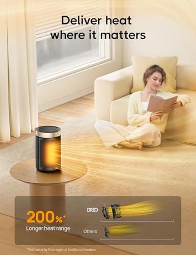 Dreo Smart Electric Heater, 1500W Energy Efficient Space Silent Room Heater, Portable Ceramic Fan Heaters, 3 Modes 12H Timer, Overheat & Tip Over Protection, Works with Alexa(No Remote Control) — view 4