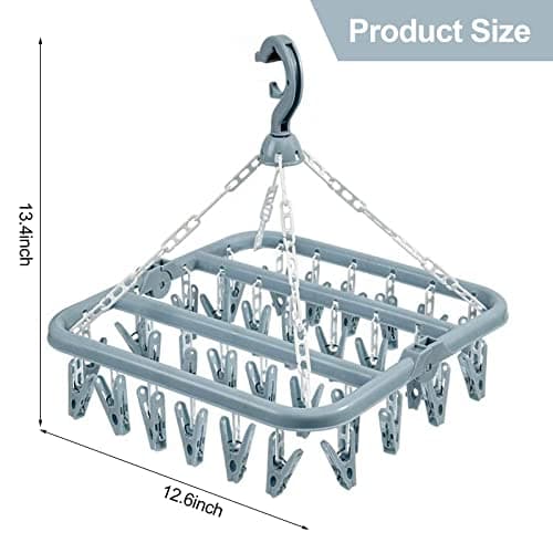 hautllaif Clothes Drying Hanger with 32 Clips, Foldable, Blue — view 2