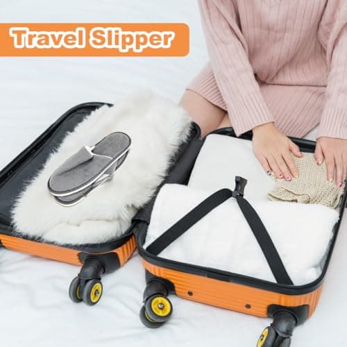 EQLEF Women's Travel Slippers, Grey, Size 7-10, Luxury Velvet, Anti-Slip, Reusable, Portable, Hotel, Spa, Bathroom, House Slippers — view 2