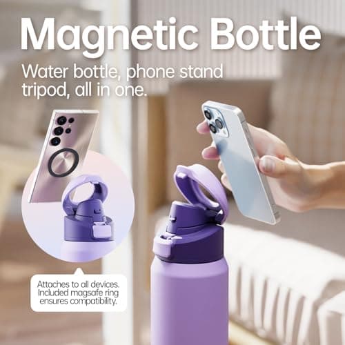 Magcheer 750ml Insulated Bottle with Magnetic Phone Holder（Purple） — view 3