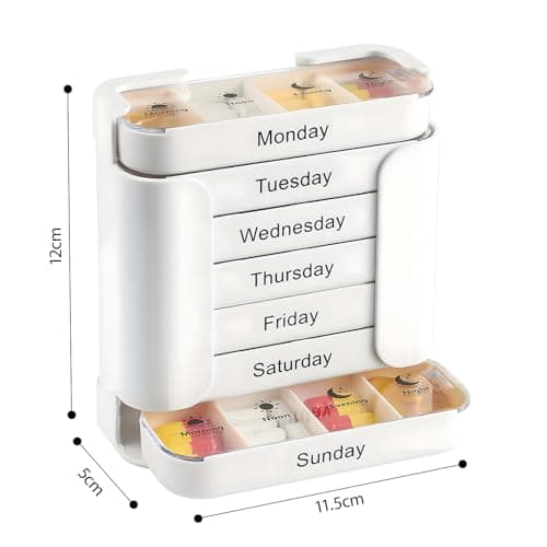 Compact Travel Tablet Container with 28 Divisions, White — view 3