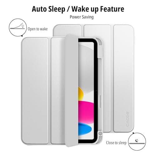 CACOE Case for iPad (A16) 11th/10th Generation with Pencil Holder 2025 2022 11/10.9 inch, Soft TPU Back Protective Smart Cover for 11/10 Gen with Stand - Silver — view 3