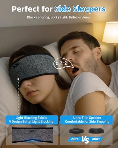 Veeniitosr Sleep Headphones Bluetooth 6.0 Headband, 2-IN-1 Comfort Headband Headphones for Side Sleepers with 20 Hours PlayTime HD Stereo Bluetooth Speakers for Sleeping, Sport (Grey) — view 4