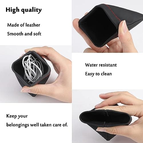 Black Earphone Pouch Soft PU Leather Headphone Storage Bag 2 Pack — view 3