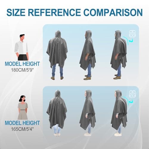 DDhayyp Poncho Waterproof Adult, Portable EVA Raincoat, Rain Ponchos Waterproof with Hoods, Reusable Rain Resistant Poncho for Camping, Emergency Situations, Travel (Grey) — view 5